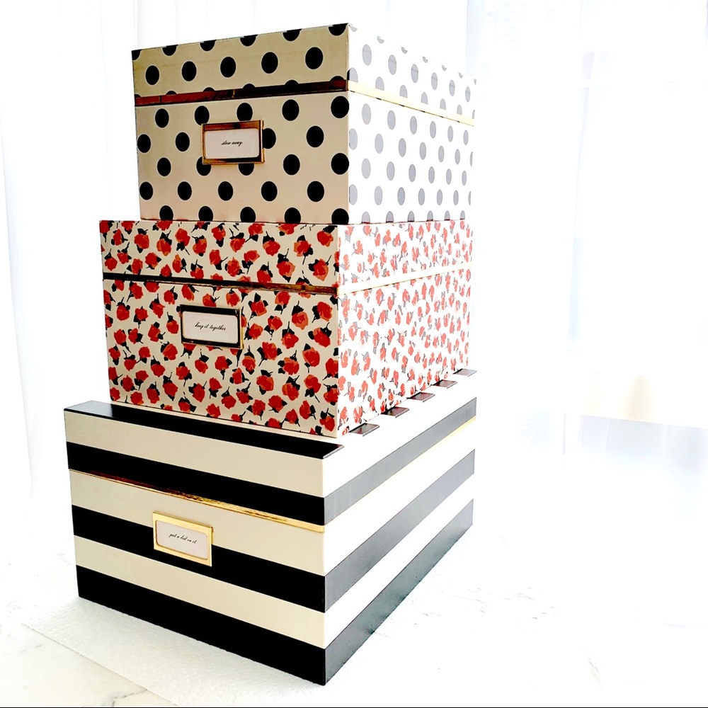 Kate Spade Floral Polka Dot Nesting Boxes Set of 3 - Picture 5 of 8